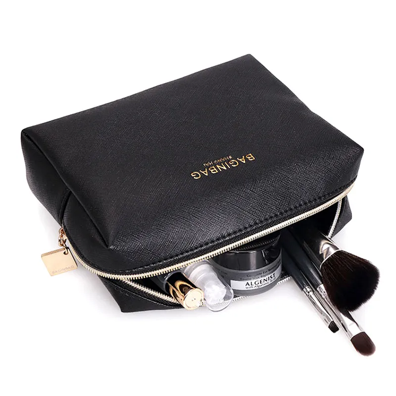Small customized portable high quality black cosmetic pouch bag for purse