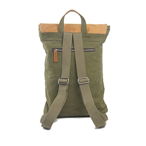 Vintage Style Canvas Rucksack Genuine Leather Backpack School Daypack Bags