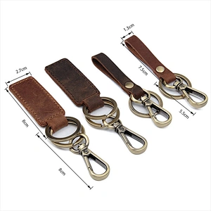 Original Personality Handmade Genuine leather Bronze Car Key Chain Promotional Gift Key Ring