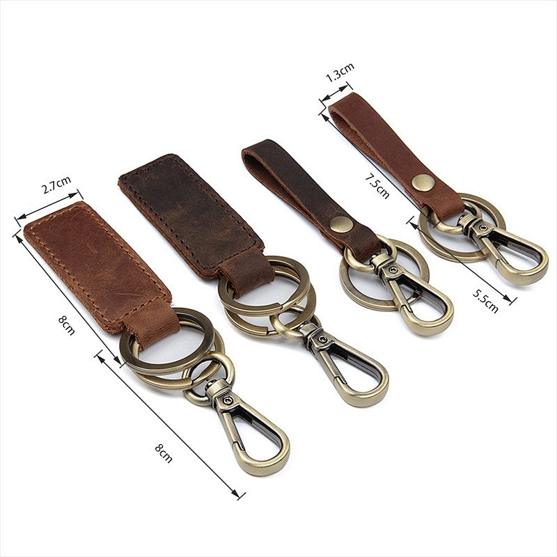 Original Personality Handmade Genuine leather Bronze Car Key Chain Promotional Gift Key Ring