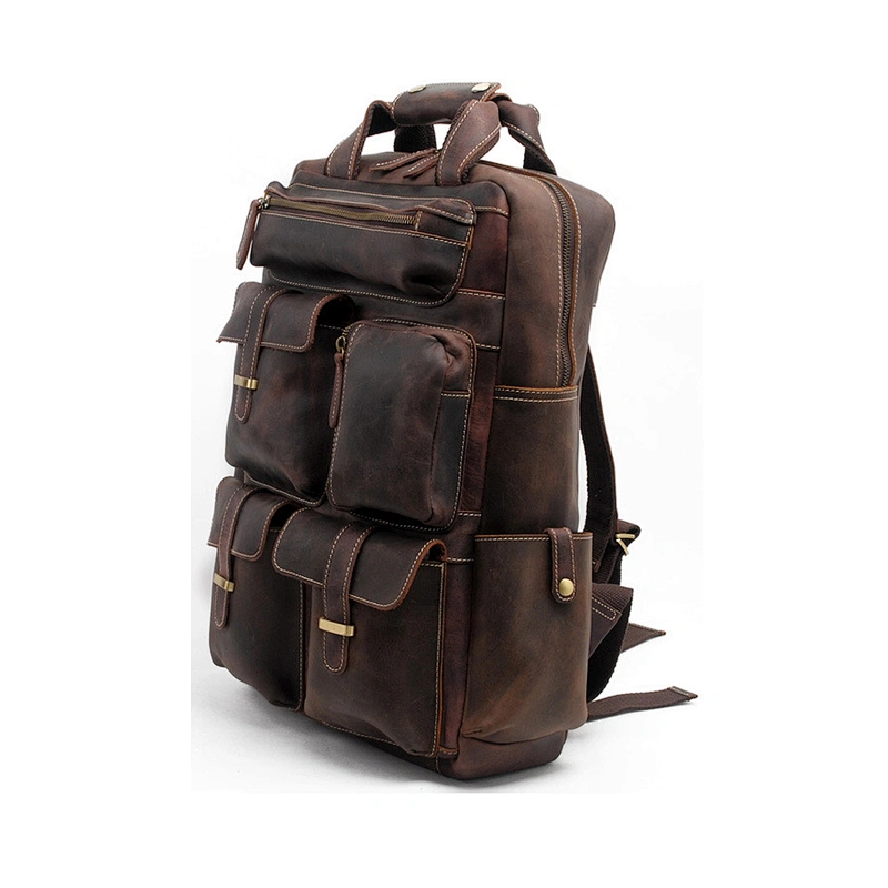 2019 Vintage Crazy Horse leather Fashion Travel Bags Men's Laptop Backpack