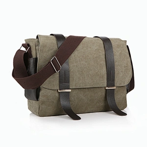 Cotton canvas laptop messenger shoulder strap school bag for teenagers boys