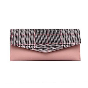 PU Leather Long Lacquered Clutch Bag Fashion Plaid Wallet Korean Purses