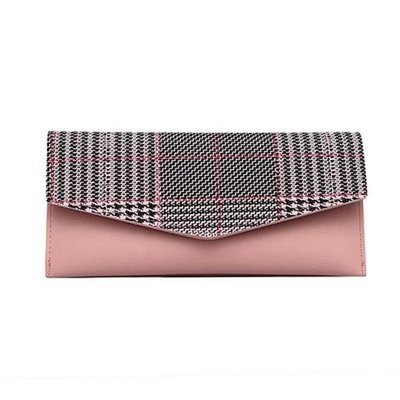 PU Leather Long Lacquered Clutch Bag Fashion Plaid Wallet Korean Purses