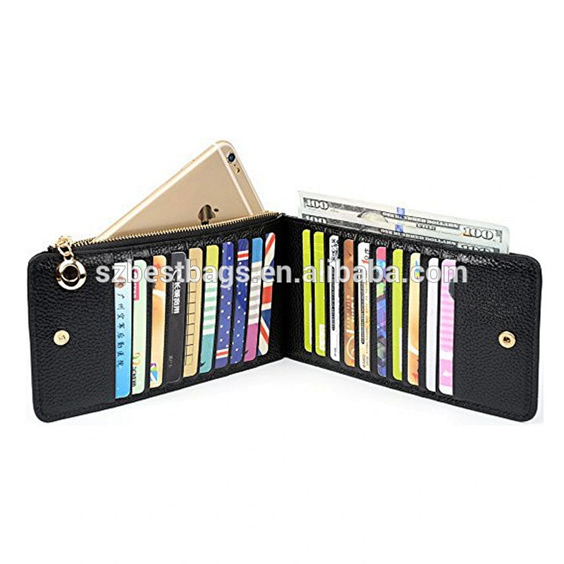 Black PU Multi-Functional Hot-selling RFID Anti-Magnetic Long Wallet