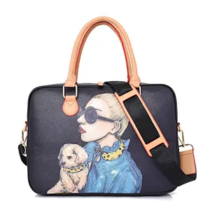 Stylish funky fashion girls 14 inch pu leather anime laptop bags for girls