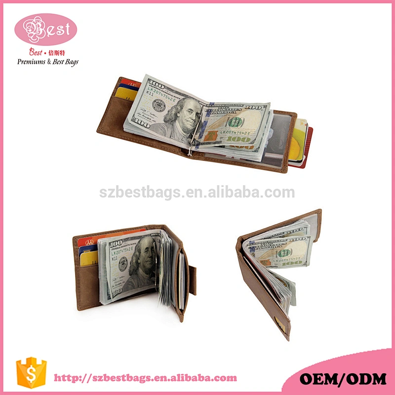 Top grain genuine leather Rfid wallet mens wallet with elastic strap
