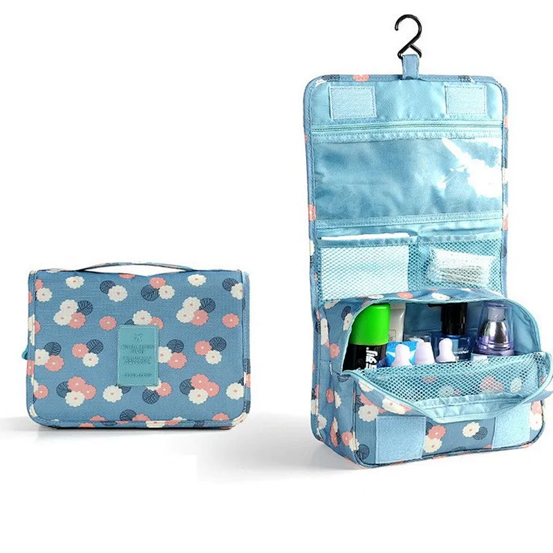 Portable foldable toilet bag hanging travel organizer toiletry kit cosmetic bag
