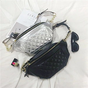 Portable Sequins PU Leather Shoulder Chest Bag Women Packs Zipper Waterproof Mini Shoulder Waist Bag Handbags