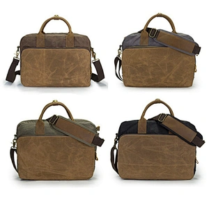 Waterproof Laptop Bag Wax Canvas Bag Business Men's Portable Briefcase