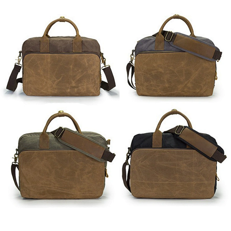 Waterproof Laptop Bag Wax Canvas Bag Business Men's Portable Briefcase