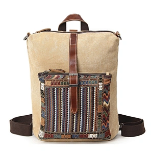 Ethnic Style Canvas Backpack Casual School Book Bag Sports Daypack Rucksack