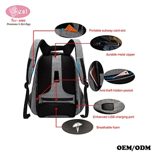 Anti-theft Business Laptop Backpack with USB Charging Port Fits to 15.6 Inch Computer