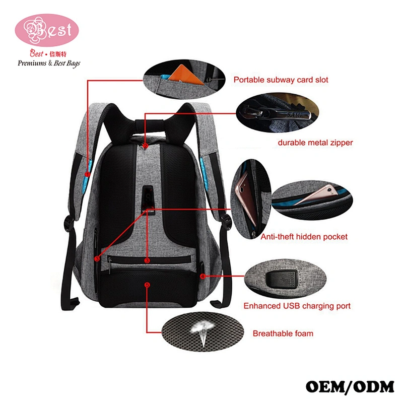 Anti-theft Business Laptop Backpack with USB Charging Port Fits to 15.6 Inch Computer