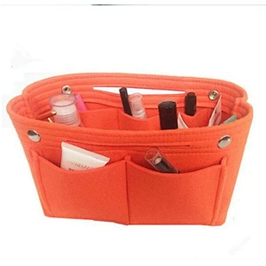 Multi Pocket Felt Cosmetic Bag Fashion Women Handbag Felt Purse Insert Organizer