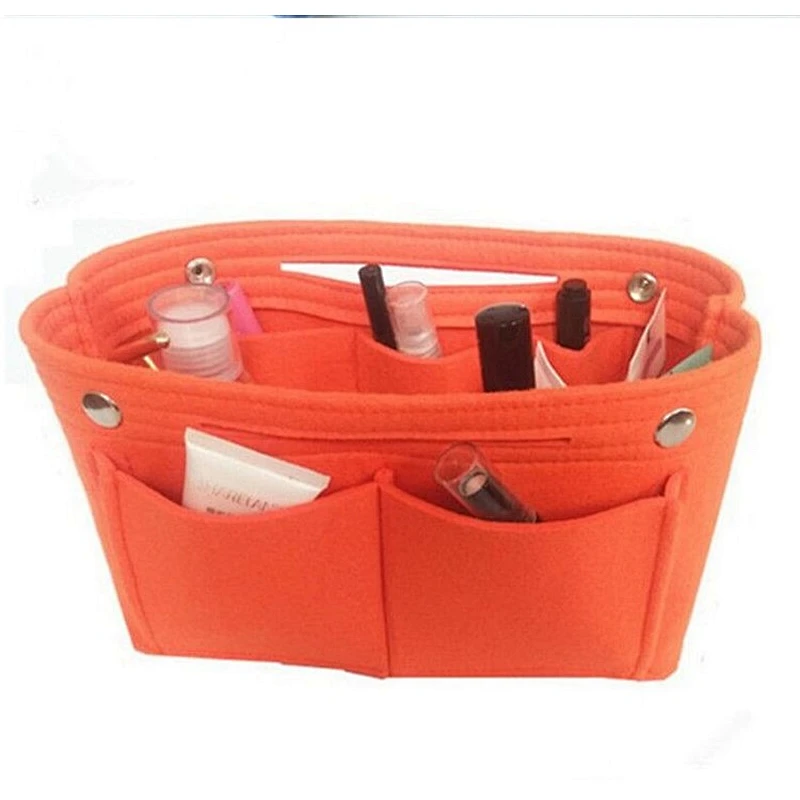 Multi Pocket Felt Cosmetic Bag Fashion Women Handbag Felt Purse Insert Organizer