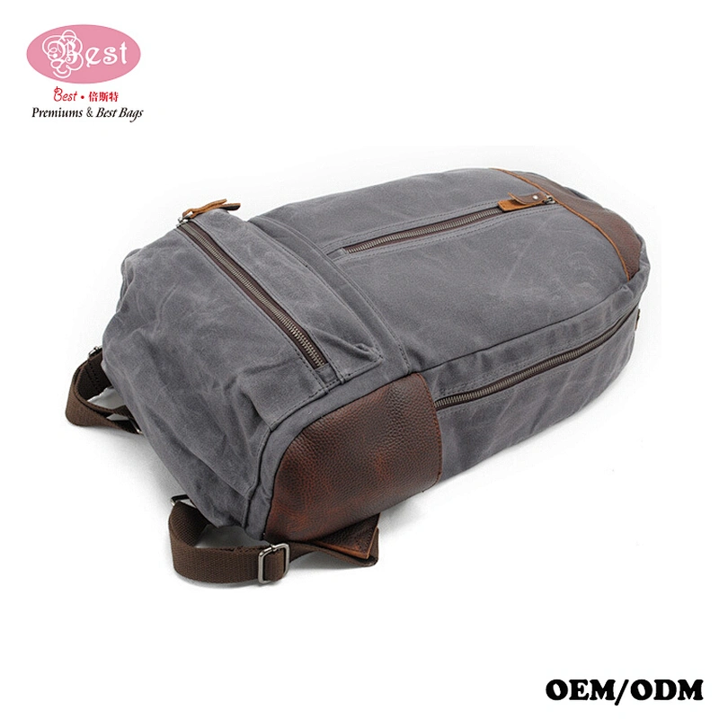 Trendy Waxed Canvas Leisure Men Shoulders Bag Traveling Backpack School Backpack