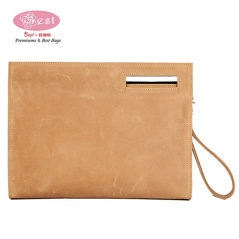 Customized Crazy Horse Leather Men Laptop Briefcase Office Document Pouch Fits 12.9  Computer
