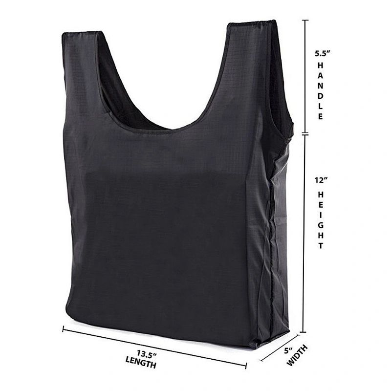 Foldable Integrated String Pouch Ripstop Nylon Tote Reusable Grocery Bags