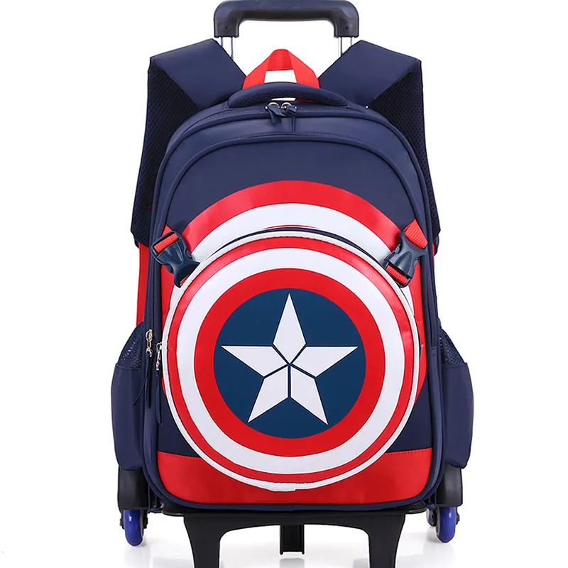 Trolley spiderman schoolbag trolley school bags for kids