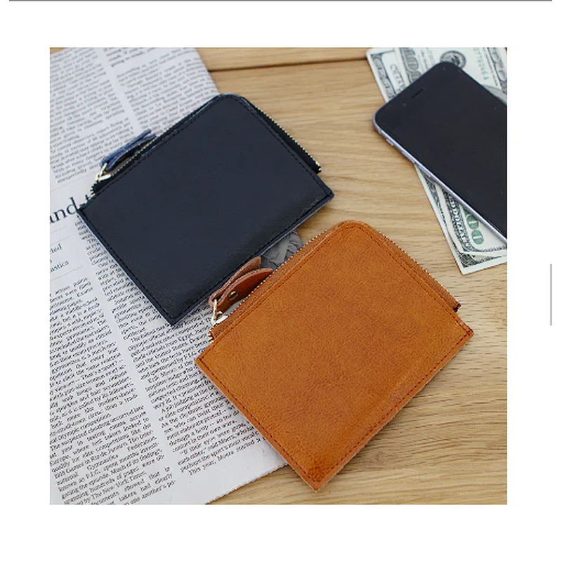 Chinese Simple Colour Funky Cheap Mini Safe Waterproof Leather Hand Pocket Zipper Wallet