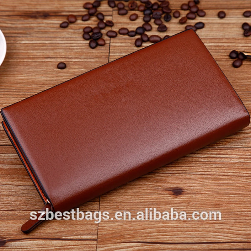 Gioss mens long genuine leather wallet bag zipper pocket
