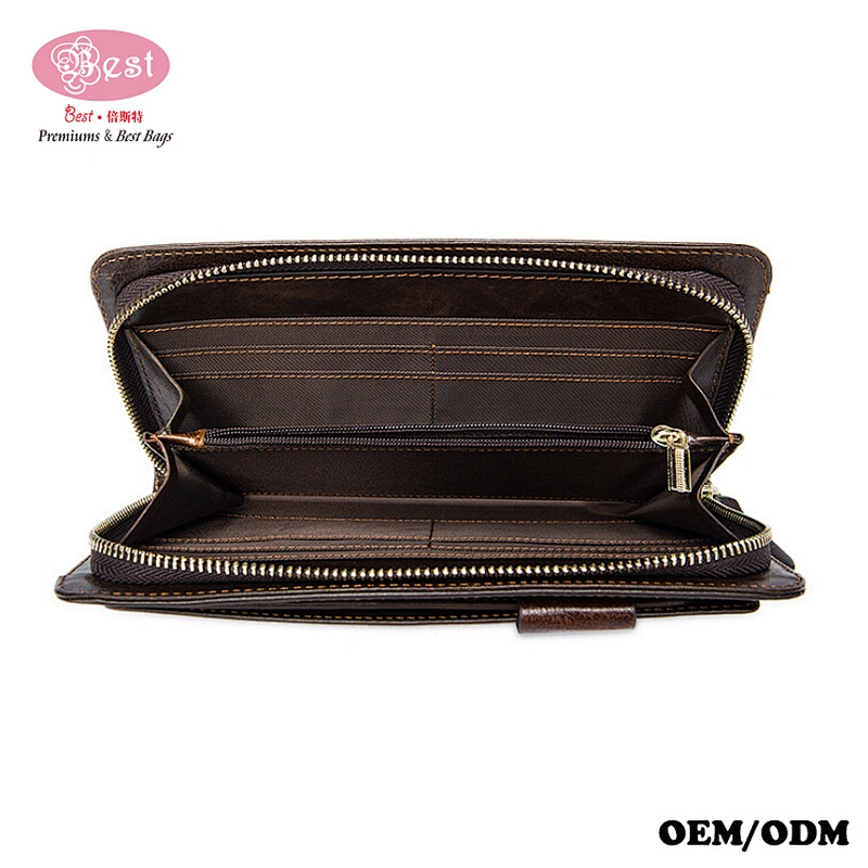 China Supplier Wholesale Long Leather Wallets Zipper Card Holder Clutch Bags