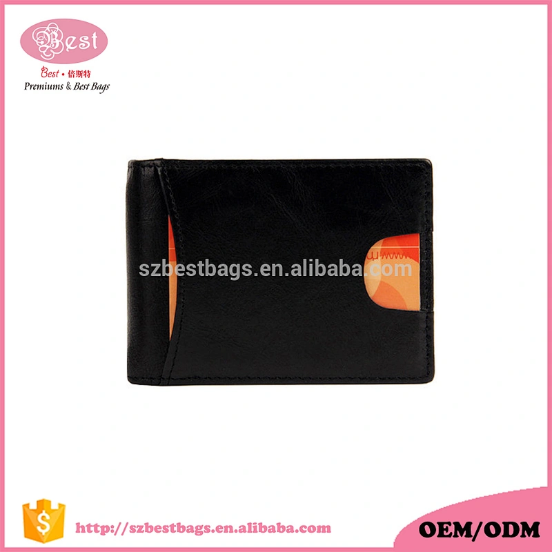 Top grain genuine leather Rfid wallet mens wallet with elastic strap
