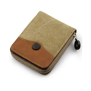 OEM designer funky trend smart custom logo new mini male canvas hand zip wallet