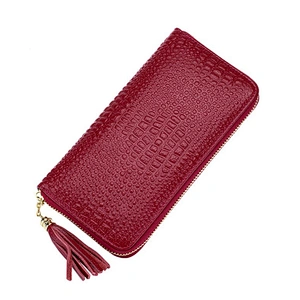 Crocodile Pattern Ladies Clutch Bag Zipper Leather Wallets Purses