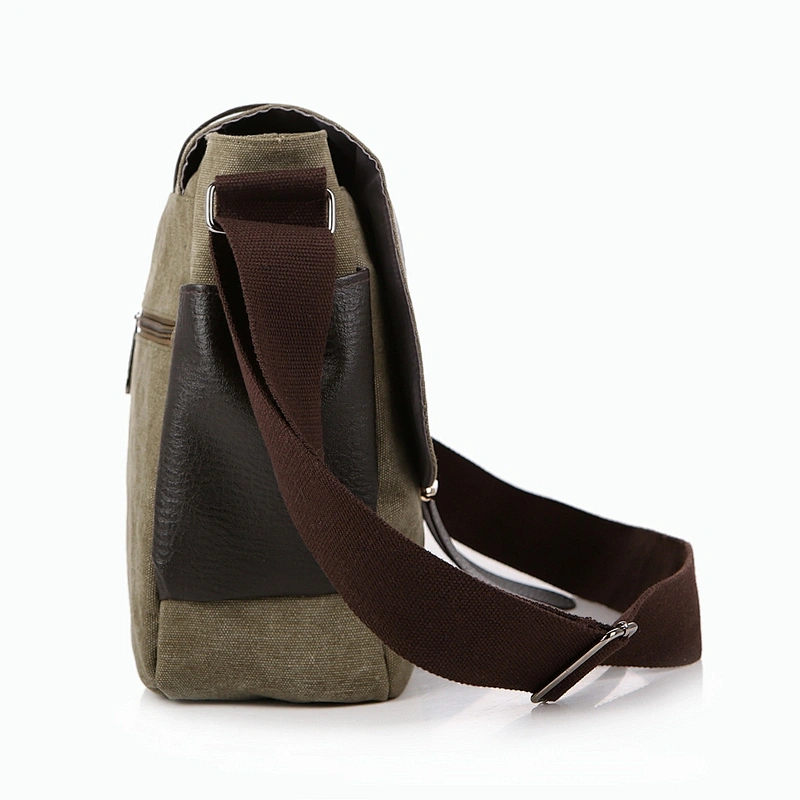 Cotton canvas laptop messenger shoulder strap school bag for teenagers boys