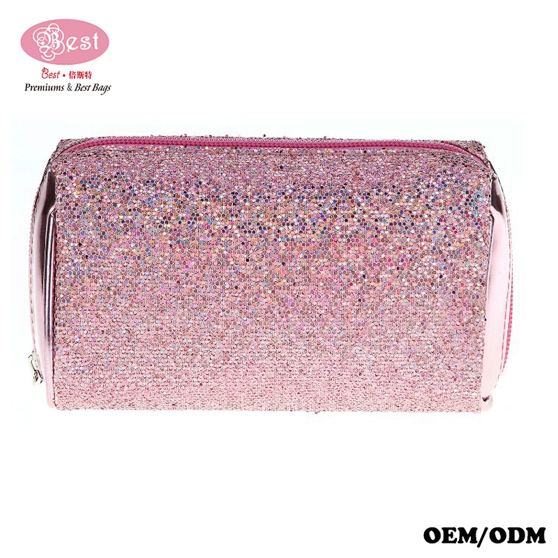 Portable Pink Makeup Tool Bags Sequin Bling Organizer Cosmetic Bags
