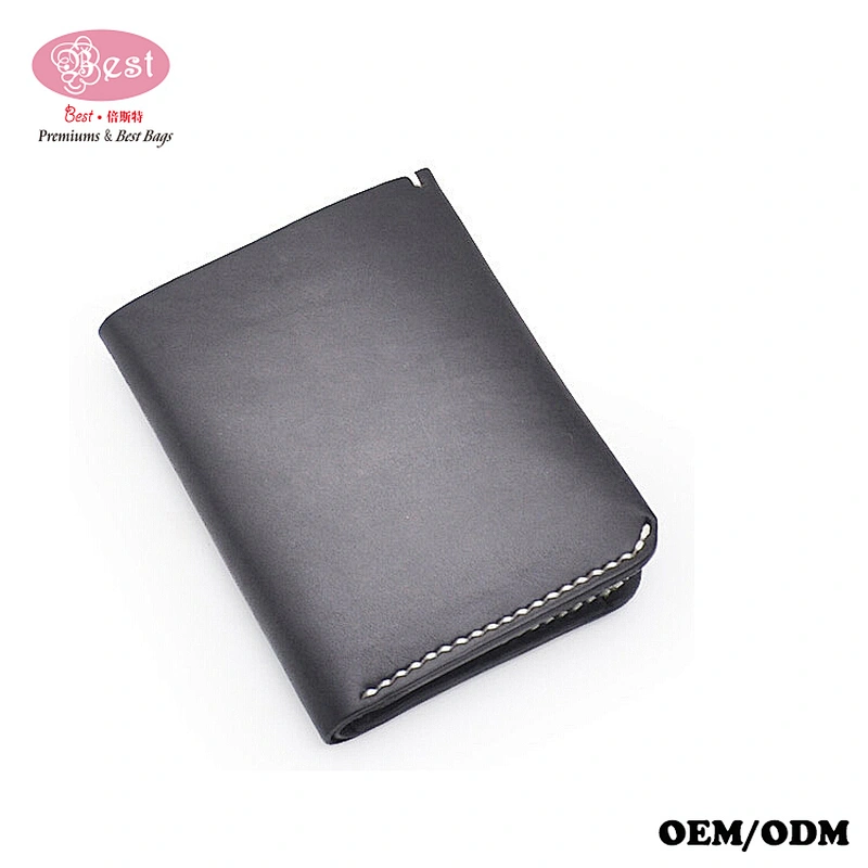 Custom Mens Slim Leather Wallet Tanned Folding Leather Coin Purse