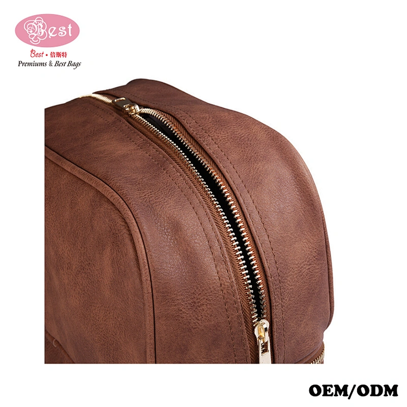 Wholesale Custom High Quality Makeup Baga PU Leather Travel Cosmetic Bag