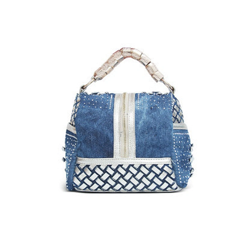 2019  diamond-encrusted blue and white porcelain vintage denim cross-shoulder makeup handbag for daily use