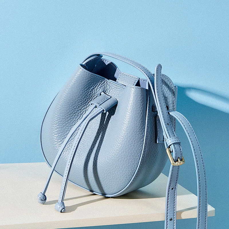 Ladies real Leather Shoulder Bag Cross Body New Saddle Metallic Trendy Handbag crossbody for women