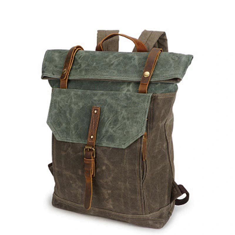 Vintage Waxed custom Canvas backpack mochila back pack Rucksack travel bag Specially High Density