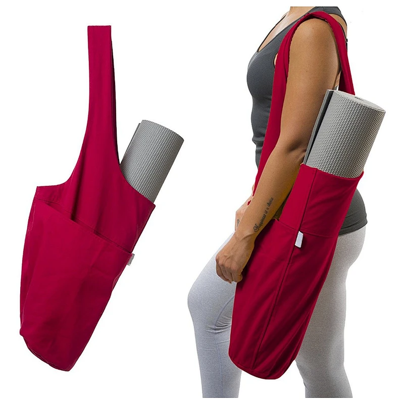 2020 hot selling lightweight durable canvas yoga mat bag with pockets for sports