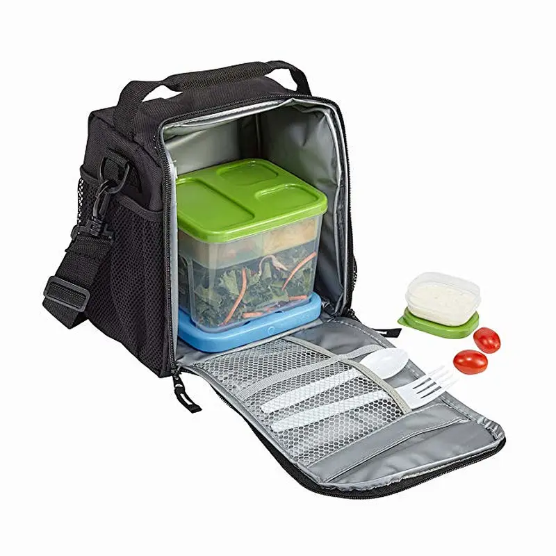 2019 New mesh pocket highly recommend Insulated Lunch Bag Cooler Tote Bag Double Deck Cooler