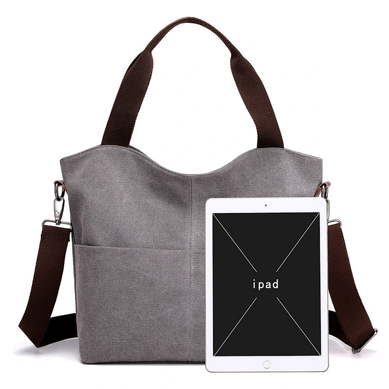 Ladies Hobo Bag, 2019 Women Canvas Tote Handbags Vintage Shoulder Crossbody Bags Grey