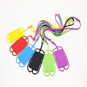 Custom Universal Silicone Neck Strap Phone Card Holder with Lanyard
