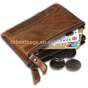 Customized top grain genuine leather wallet for men women crazy horse leather wallet