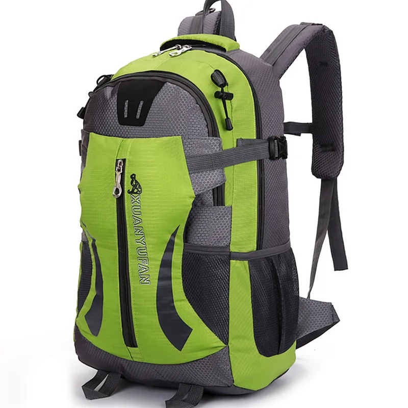 Recycled waterproof green color kids hiking daypack backpack with waist belt