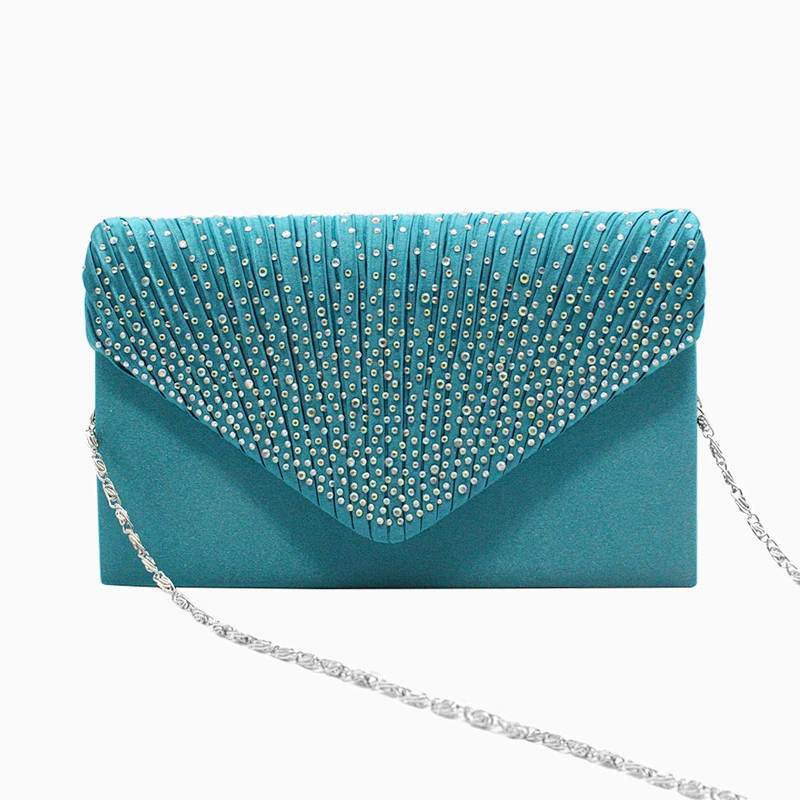 2020 Factory wholesale price fashion classic simple diamond encrusted envelope silk bag for party