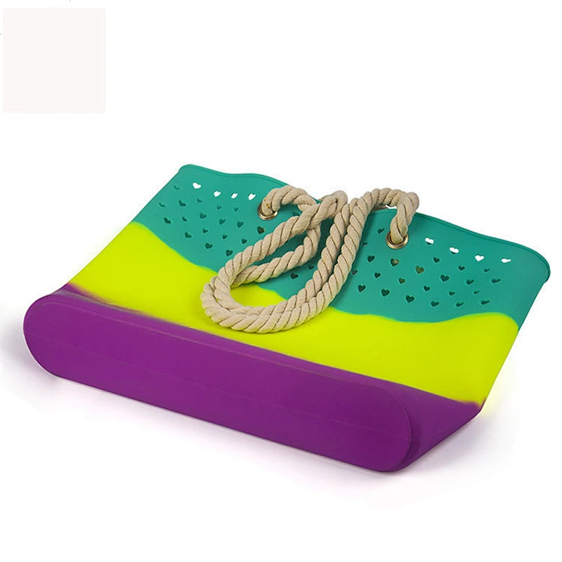 Rainbow Stripe Style Beach Bag for Women High Quality Waterproof Silicone bag