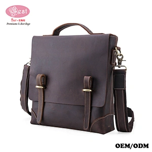 Promotional waterproof leather men's messenger bag notebook bag adjustment belt for business travel work daily life