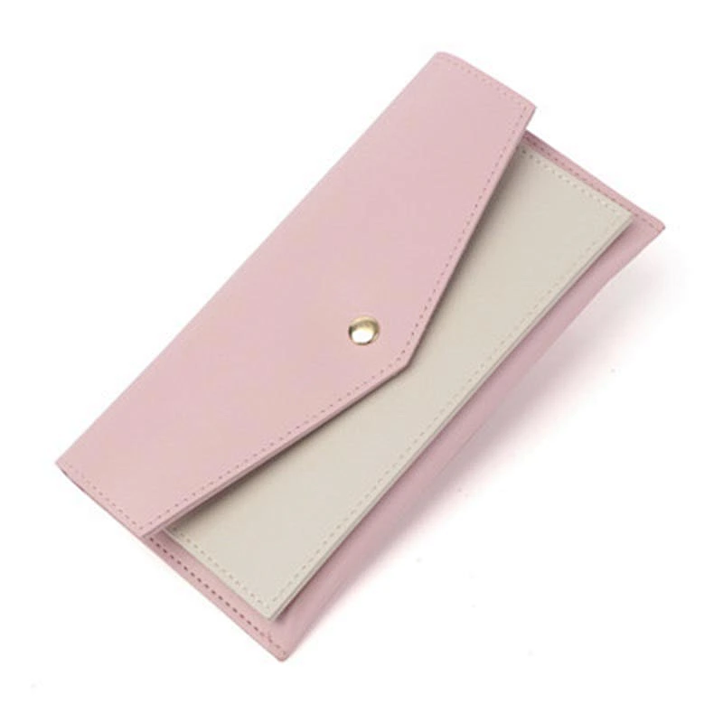 Simple Style PU Leather Wallet for Women Snap Solid Color Famale Clutch Bag Best virtual Wallet