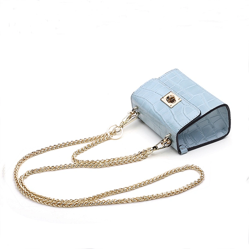 Genuine Leather Mini Hard Chain Handbag For Women High Quality Casual Ladies Bag