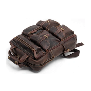 2019 Vintage Crazy Horse leather Fashion Travel Bags Men's Laptop Backpack