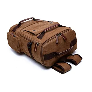 Big capacity blank canvas shoulder backpack for men travel casual rucksack